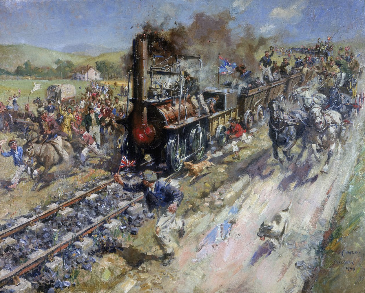 Opening van de eerste openbare spoorlijn Stockton en Darlington Railway door Unbekannt