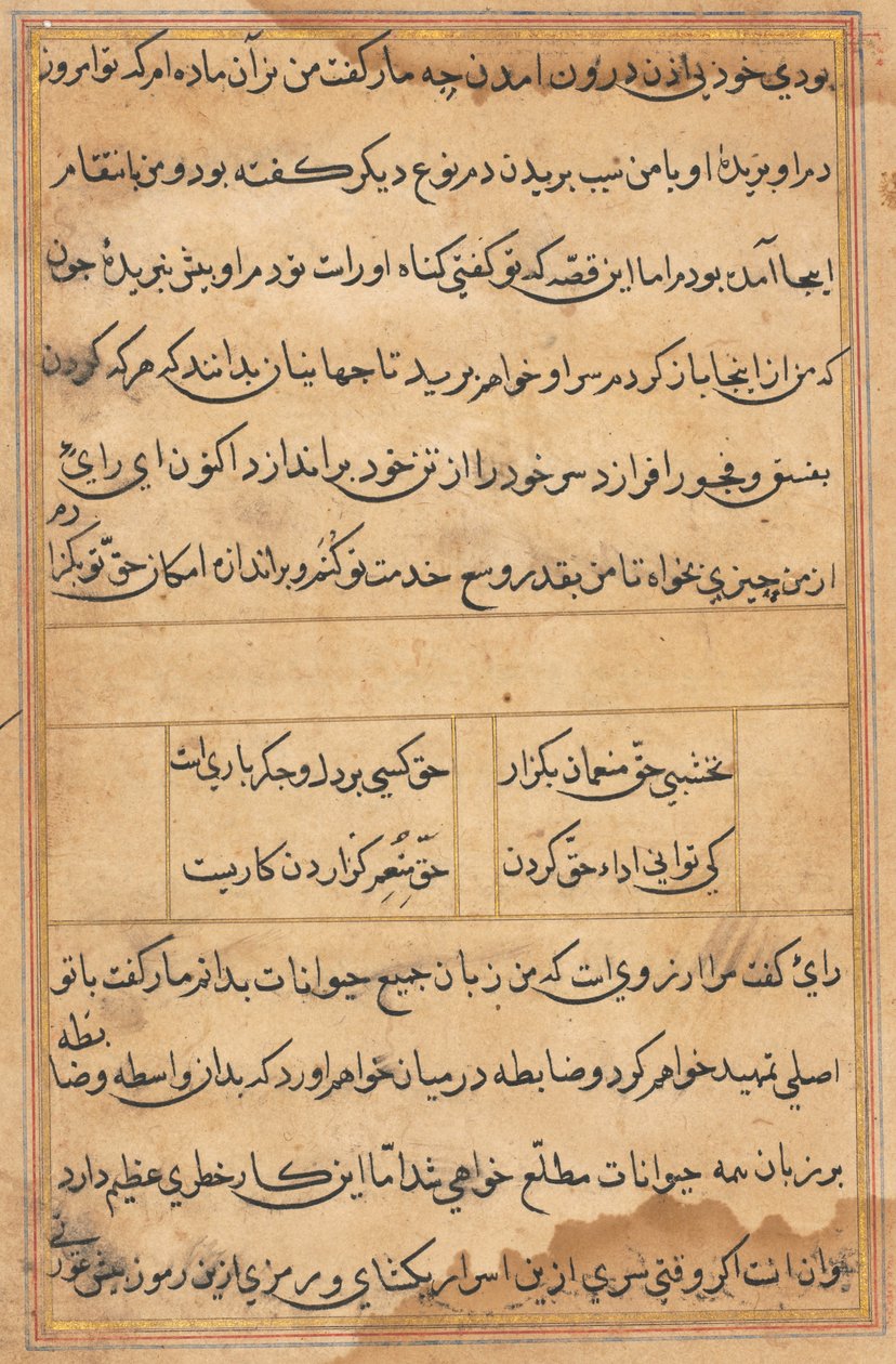 Pagina uit Verhalen van een Papegaai Tuti-nama: tekstpagina, ca. 1560 door Unbekannt