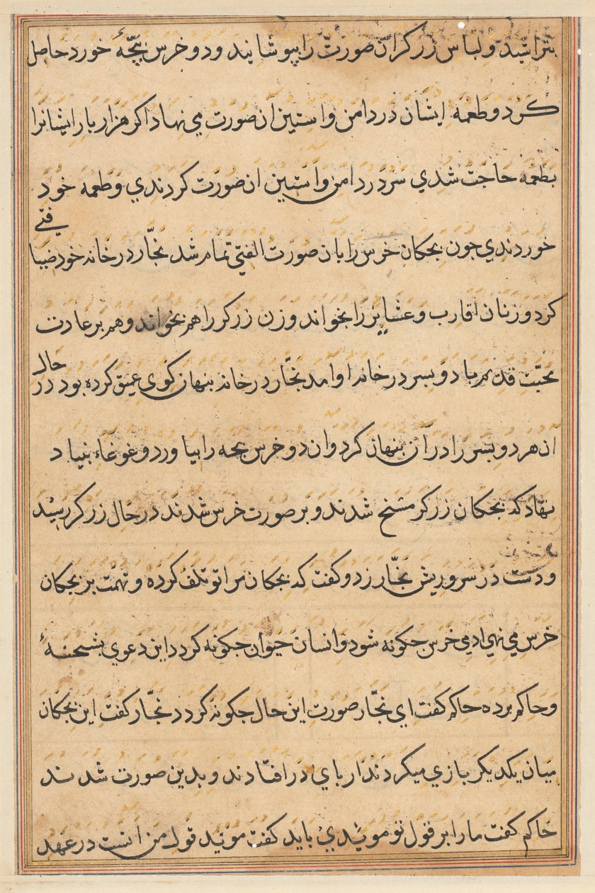 Pagina uit Verhalen van een Papegaai Tuti-nama: tekstpagina, c. 1560 door Unbekannt