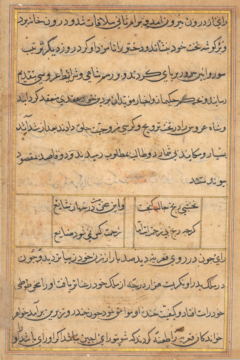 Pagina uit Verhalen van een Papegaai Tuti-nama: tekstpagina, ca. 1560 door Unbekannt