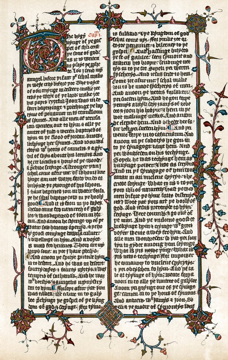 Pagina uit Wycliffes vertaling van de Bijbel in het Engels, ca. 1400 door Unbekannt
