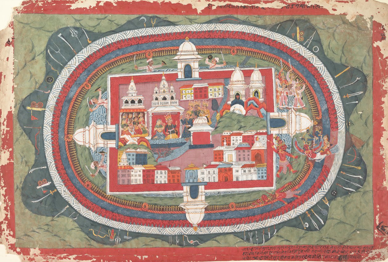 Pagina uit een Verspreid Bhagavata Purana Manuscript Leven van Krishna, ca. 1775 door Unbekannt