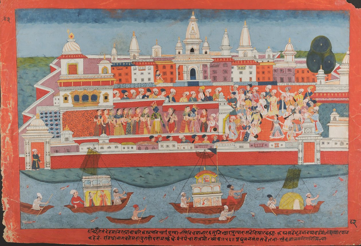 Pagina uit een Verspreid Bhagavata Purana Manuscript Leven van Krishna, ca. 1775 door Unbekannt