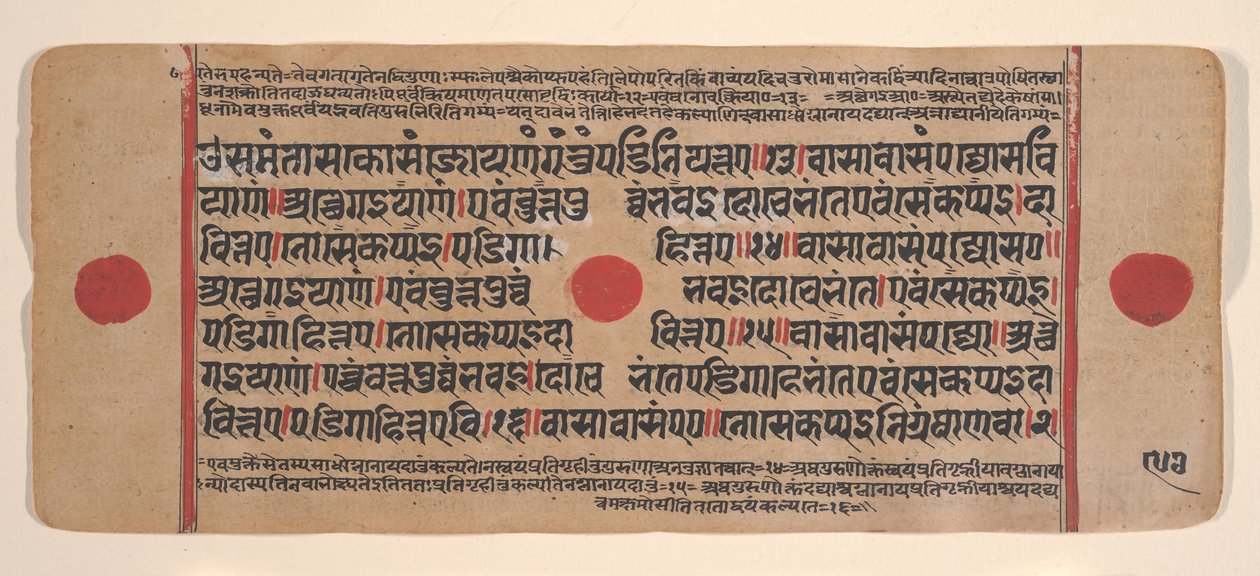 Pagina uit een Verspreid Kalpa Sutra Jain Boek van Rituelen, 15e eeuw door Unbekannt