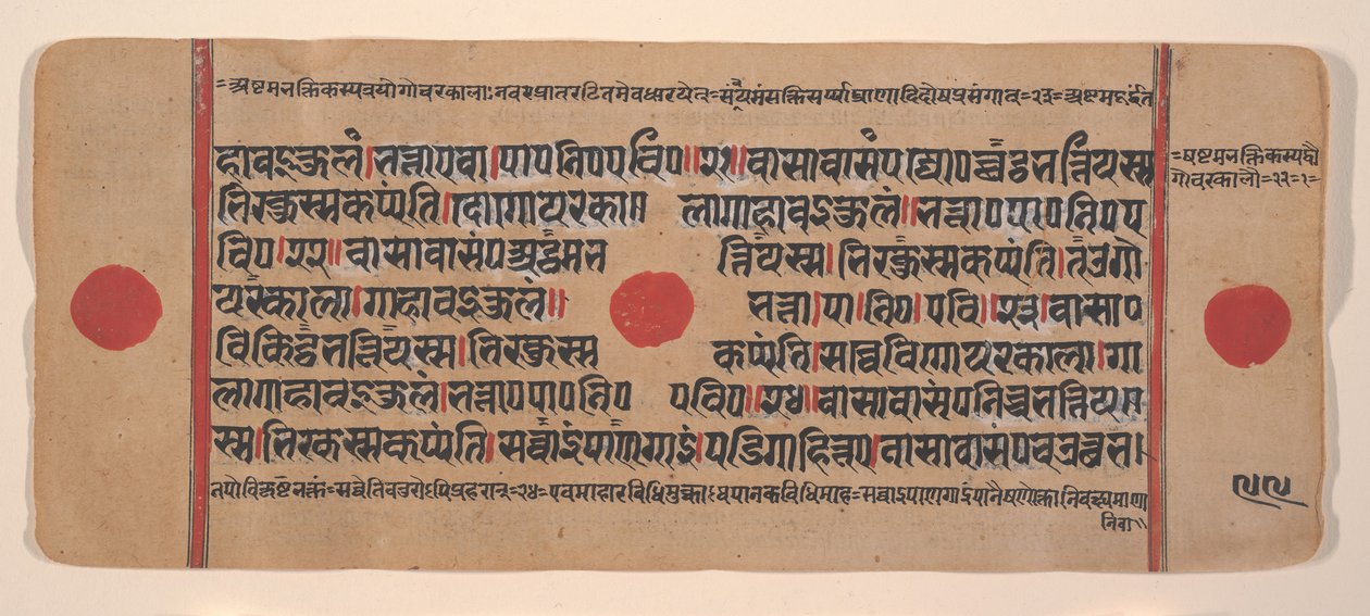 Pagina uit een verspreid Kalpa Sutra Jain rituelenboek, 15e eeuw door Unbekannt