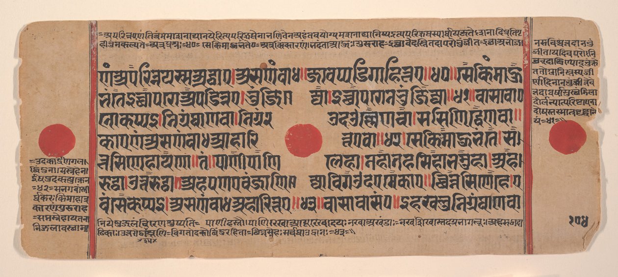 Pagina uit een verspreid Kalpa Sutra Jain rituelenboek, 15e eeuw door Unbekannt