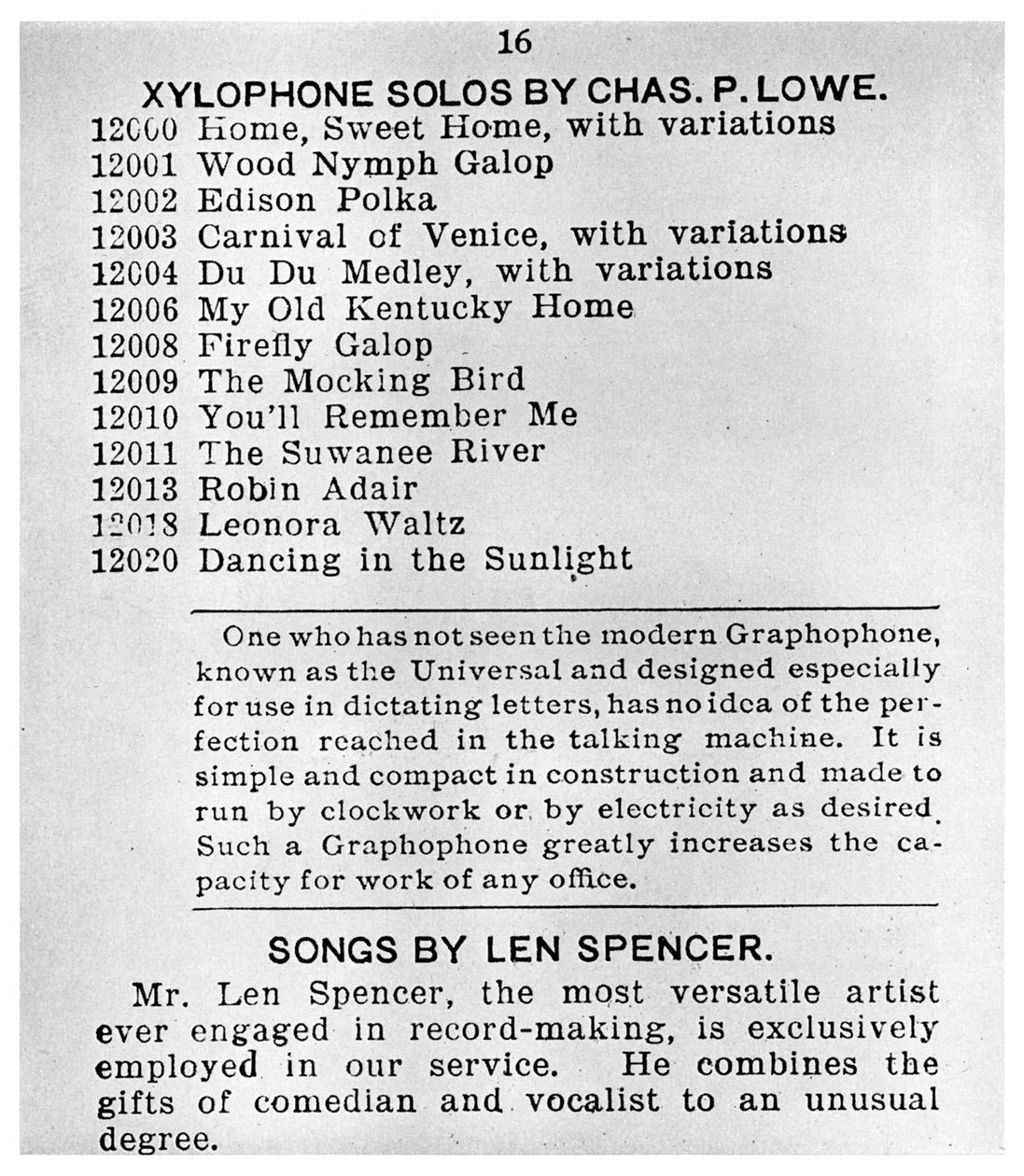 Pagina uit de Eerste Columbian Gramophone Catalogus, c1898 1956 door Unbekannt