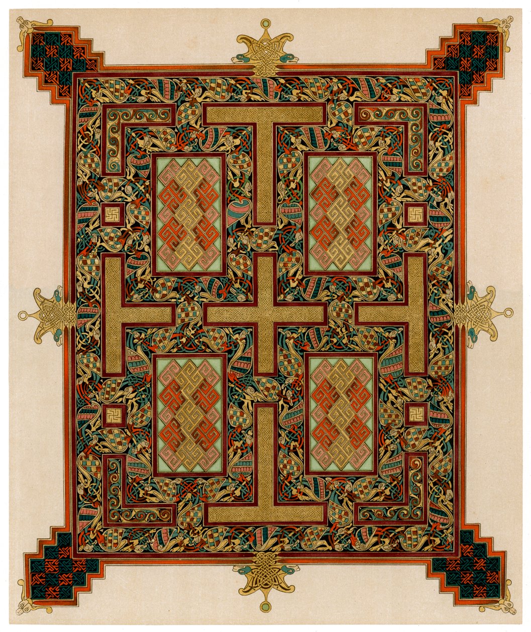 Pagina uit de Lindisfarne-evangeliën, 710-721 AD door Unbekannt
