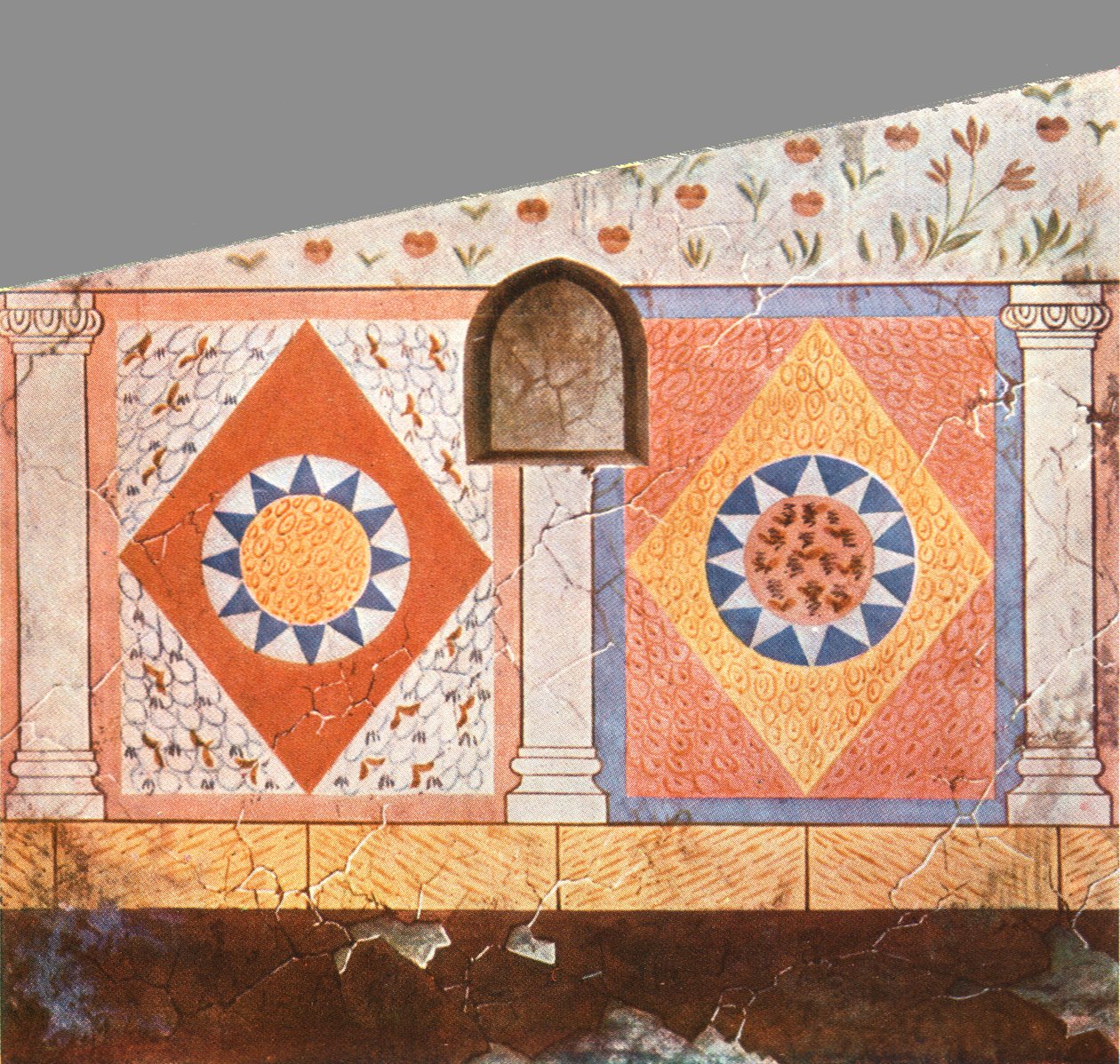 Geschilderde decoratie in de Stasovsky Crypte, Cimmerische Bosporus, Kerch, 1928 door Unbekannt