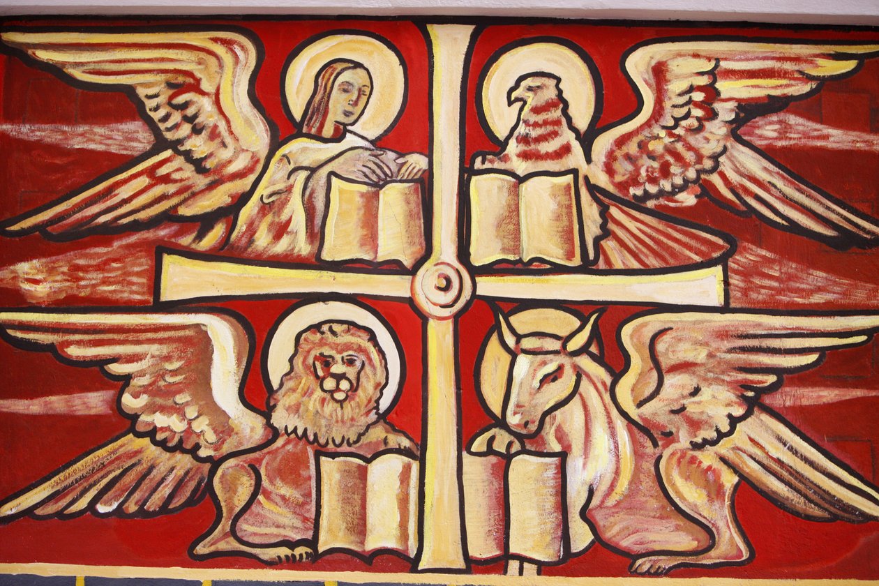 Schilderij in Lome kathedraal: evangelisten, Lome, Togo door Unbekannt
