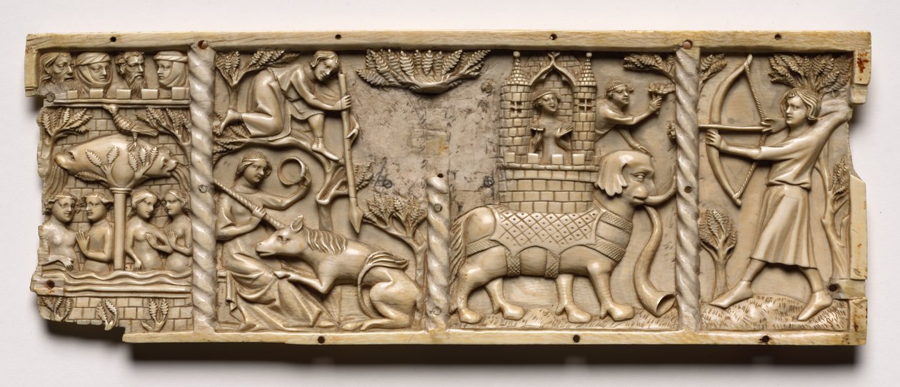 Paneel van een Kist met Scènes uit Hofromances, 1330-1350 of later door Unbekannt