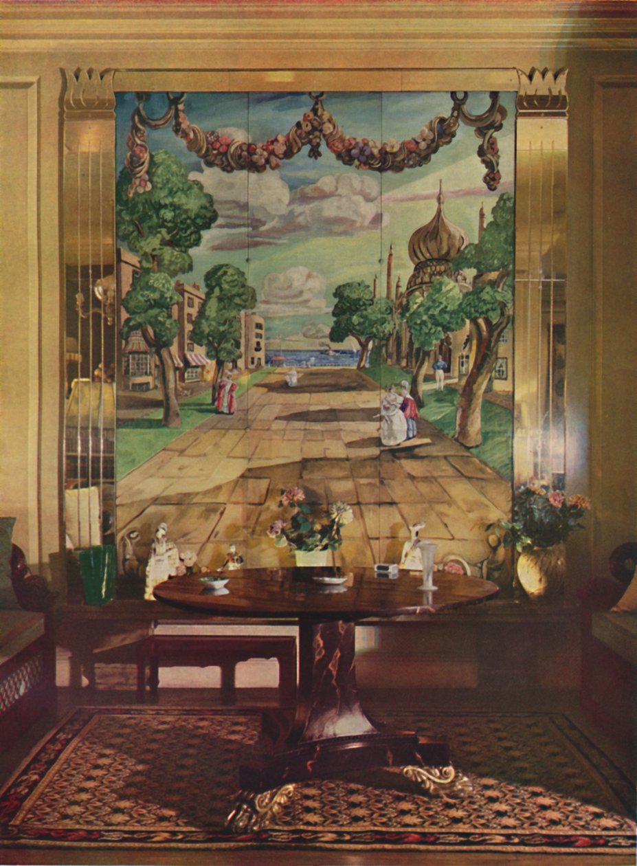 Paneel met Regency Brighton, geflankeerd door spiegels, 1933 door Unbekannt