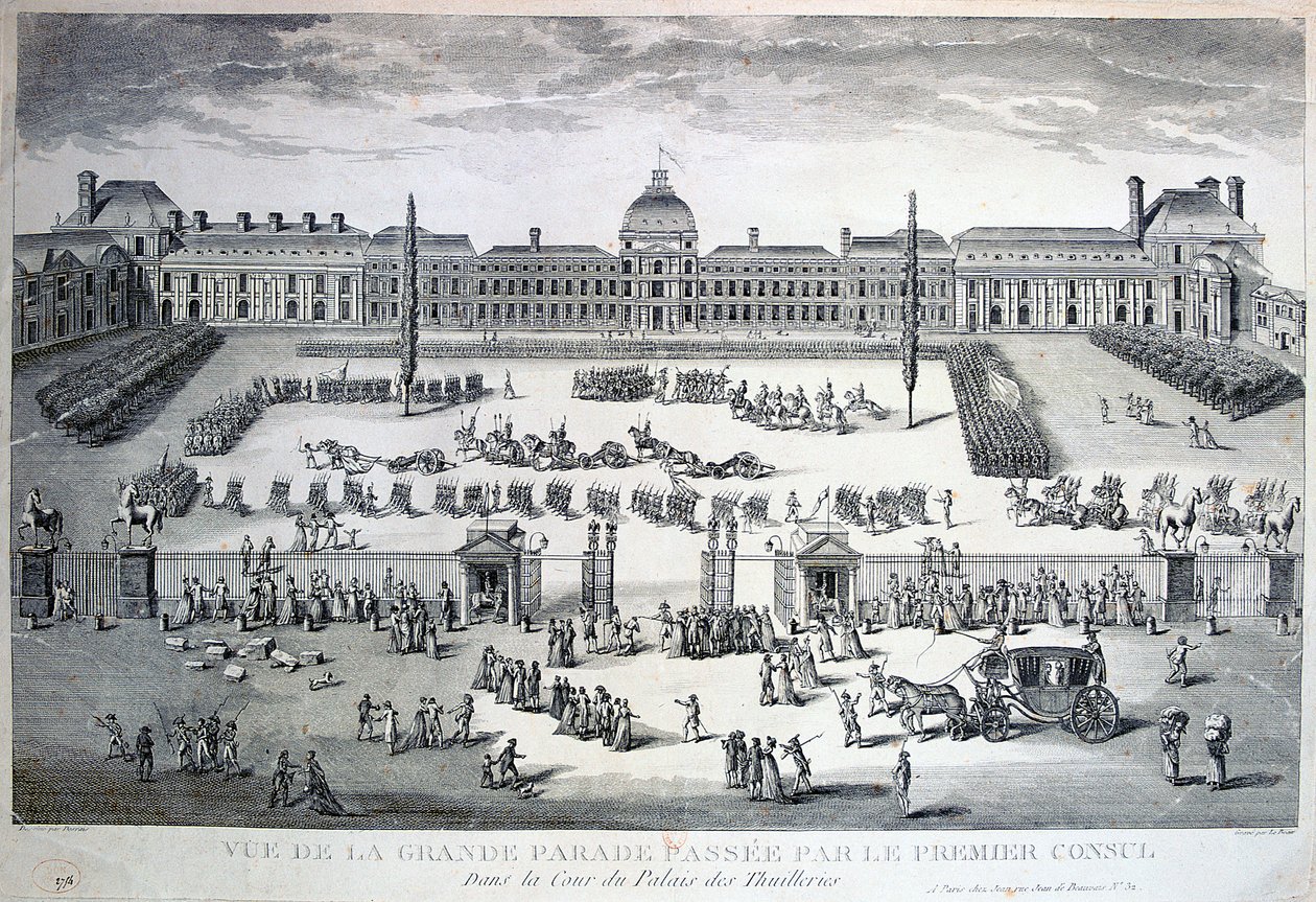 Parade van de troepen tijdens de Grote Parade, Tuilerieënpaleis, 19e eeuw door Unbekannt