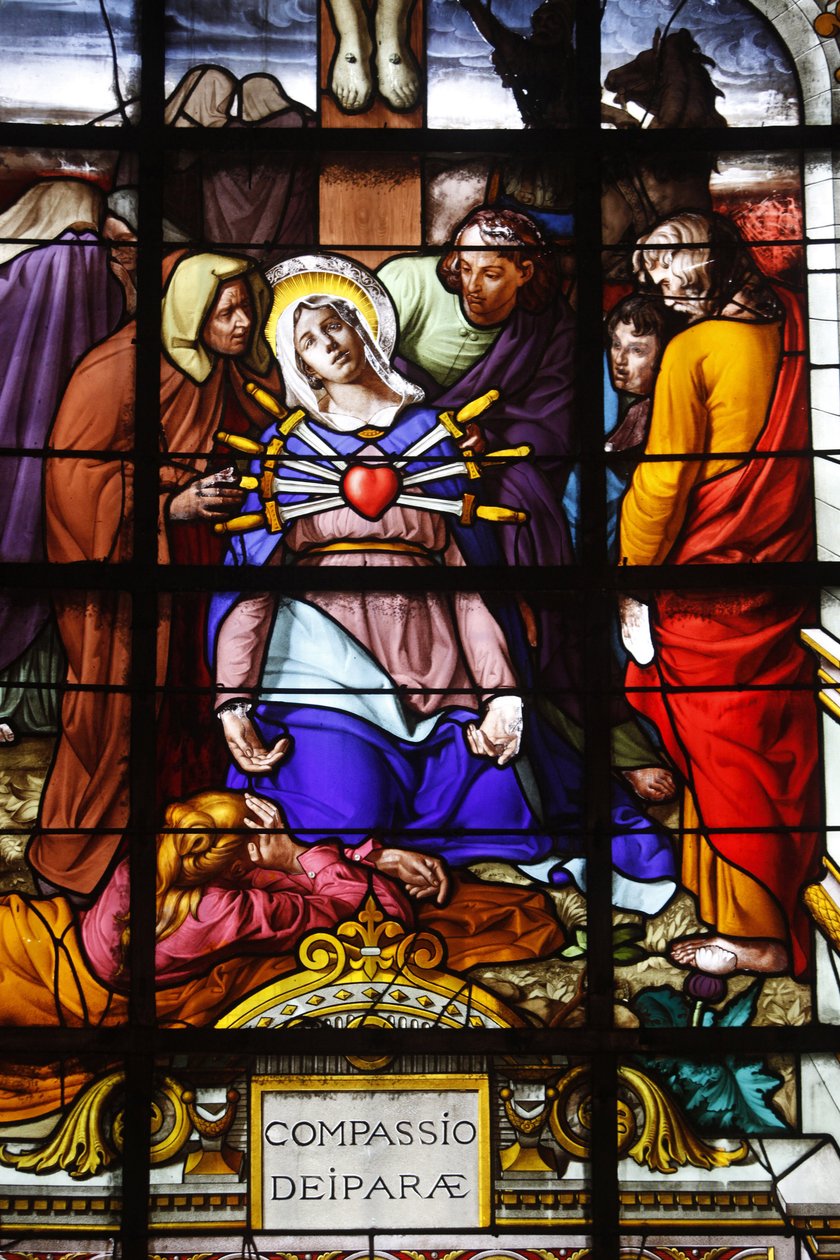 Saint Laurent kerk glas-in-lood: Maria