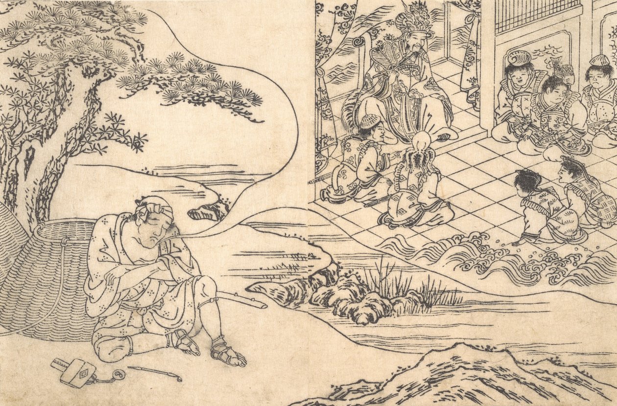 Parodie op het Verhaal van Jonge Man Lu: Een Visser die Droomt, ca. 1700 door Unbekannt