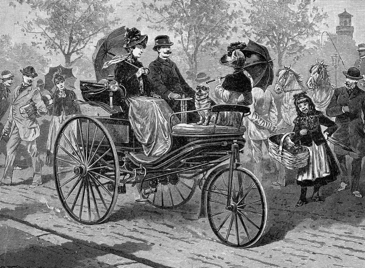 Benzineauto door Benz & Co., in staat tot 16 km per uur, ca. 1890s door Unbekannt