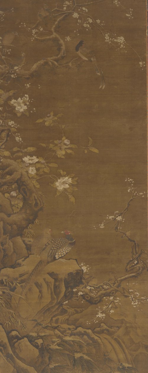 Fazanten en met sneeuw bedekte pruimenbloesems, Ming of Qing-dynastie, 15e-18e eeuw door Unbekannt