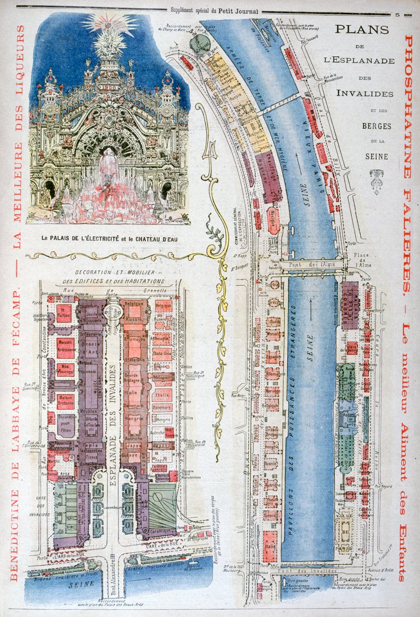 Plan voor de Esplanade des Invalides, Wereldtentoonstelling van 1900, Parijs, 1900 door Unbekannt