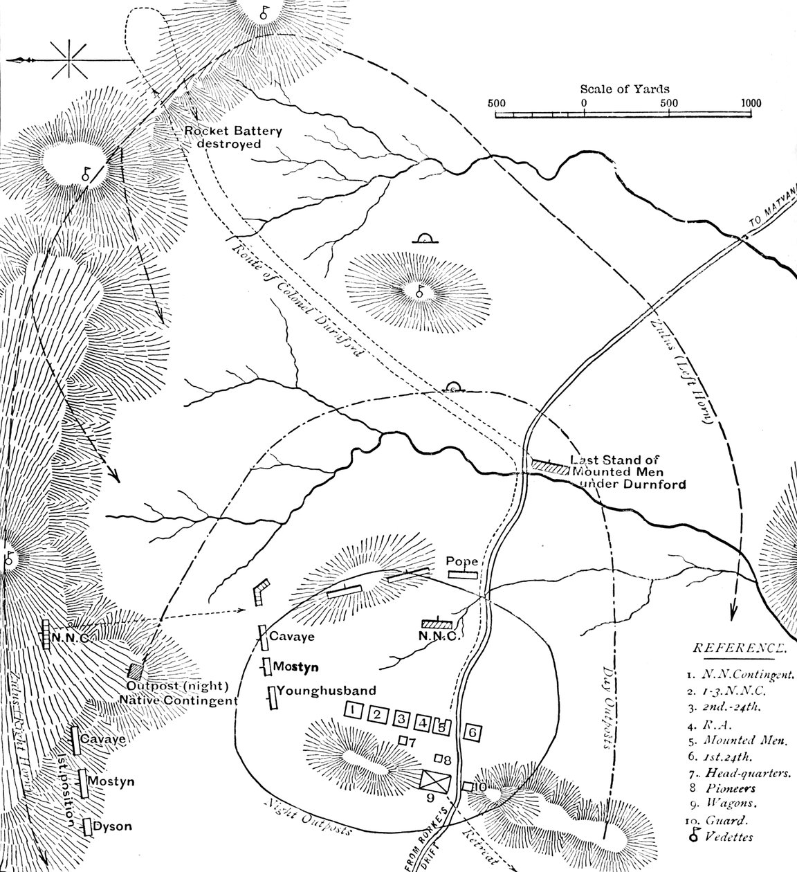 Plan van de Slag bij Isandhlwana, 22 jan. 1879, c1880 door Unbekannt