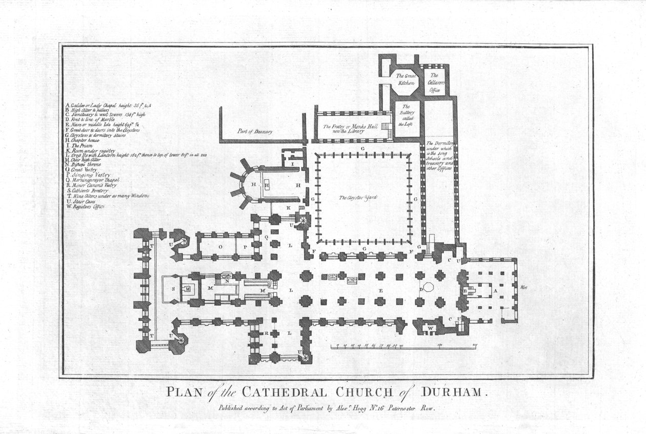 Plattegrond van de Kathedraal van Durham, eind 18e eeuw door Unbekannt