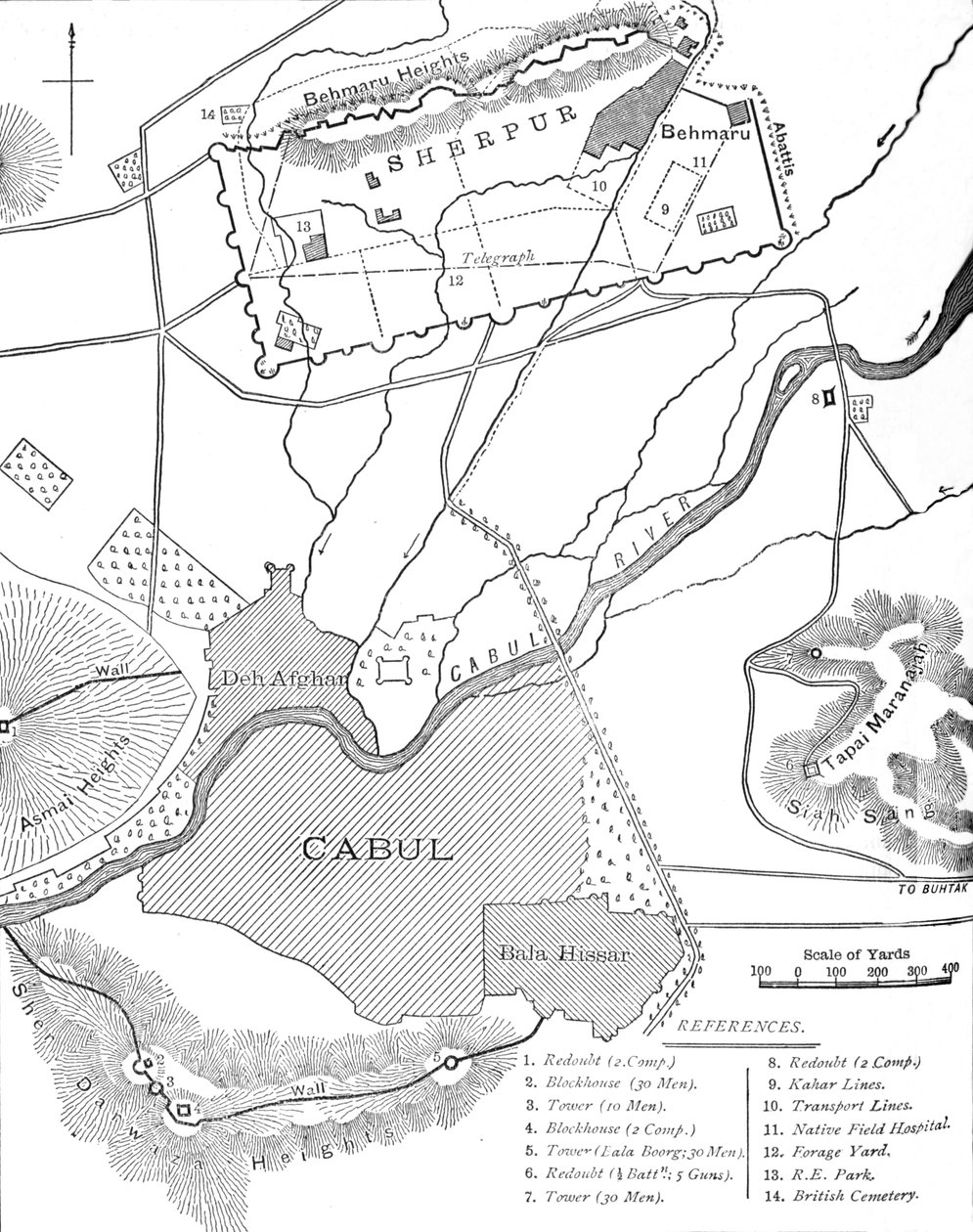Plan van de Sherpur-kantonnementen, c1880 door Unbekannt