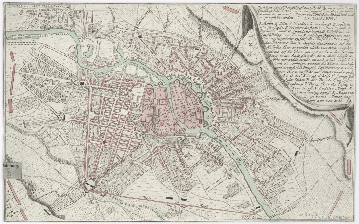 Plan van Berlijn 1760 door Unbekannt