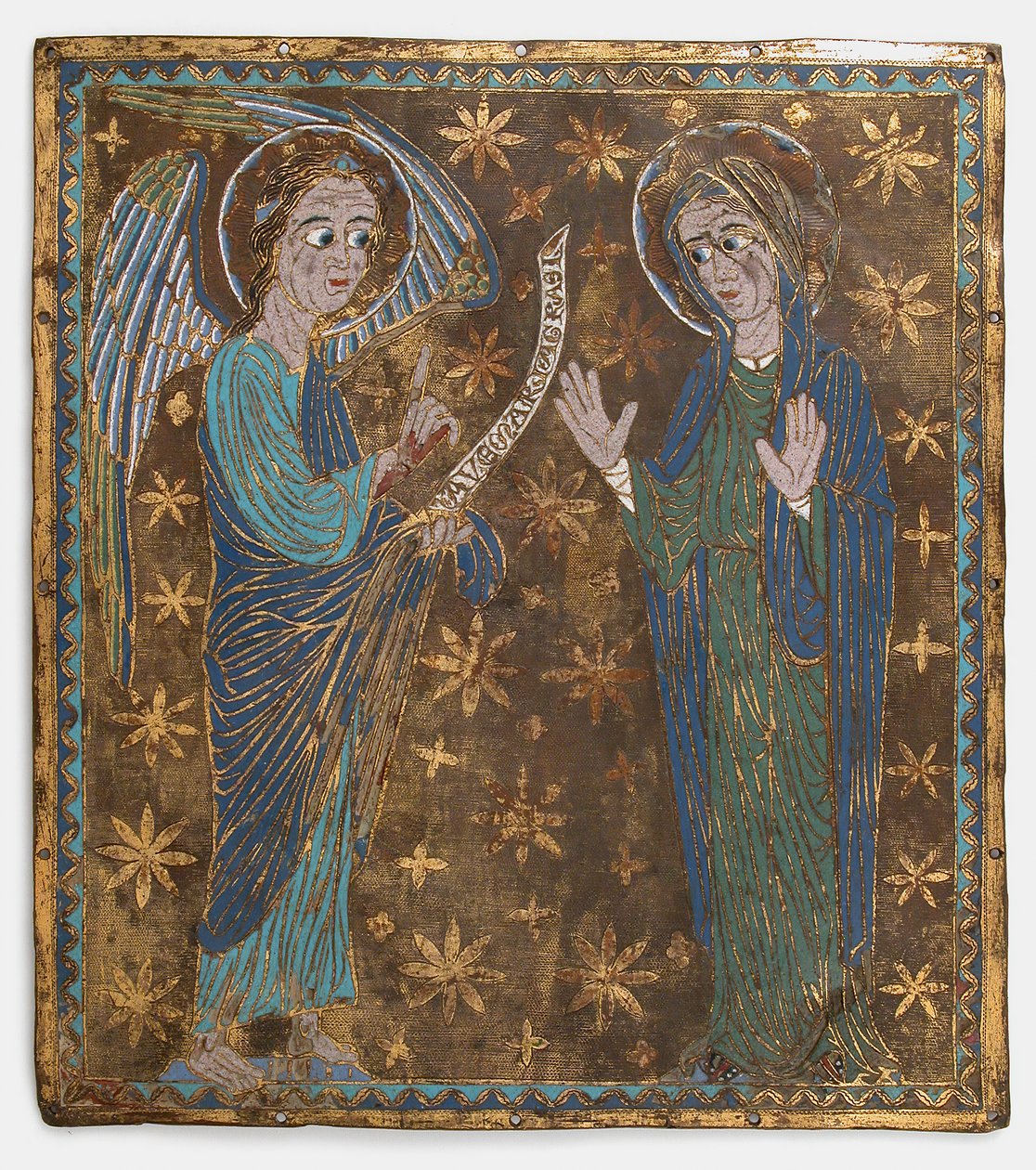 Plaquette met de Aankondiging, Catalaans of Centraal-Italiaans door Unbekannt