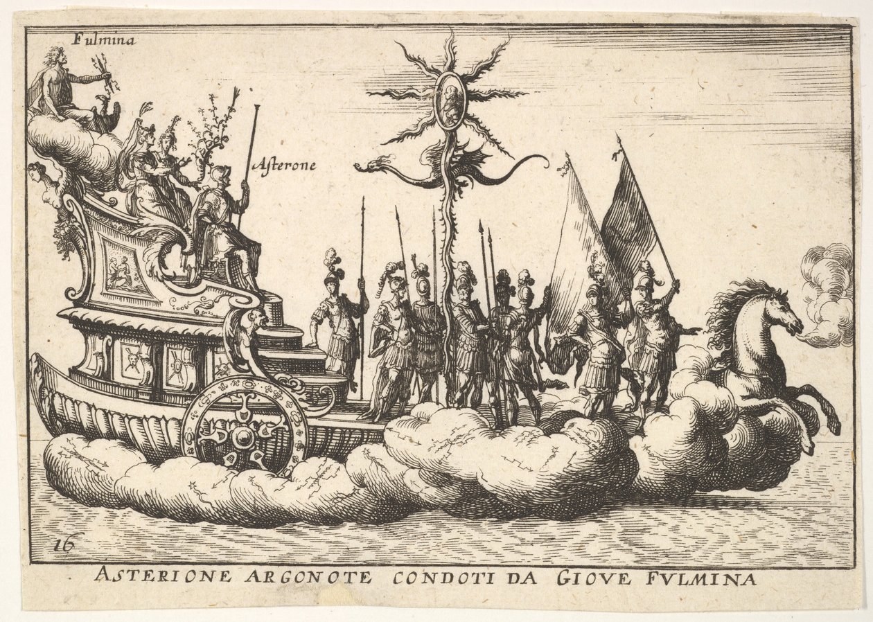 Plaat 16: De Argonaut Asterion geleid door een jonge figuur van bliksem, 1664 door Unbekannt