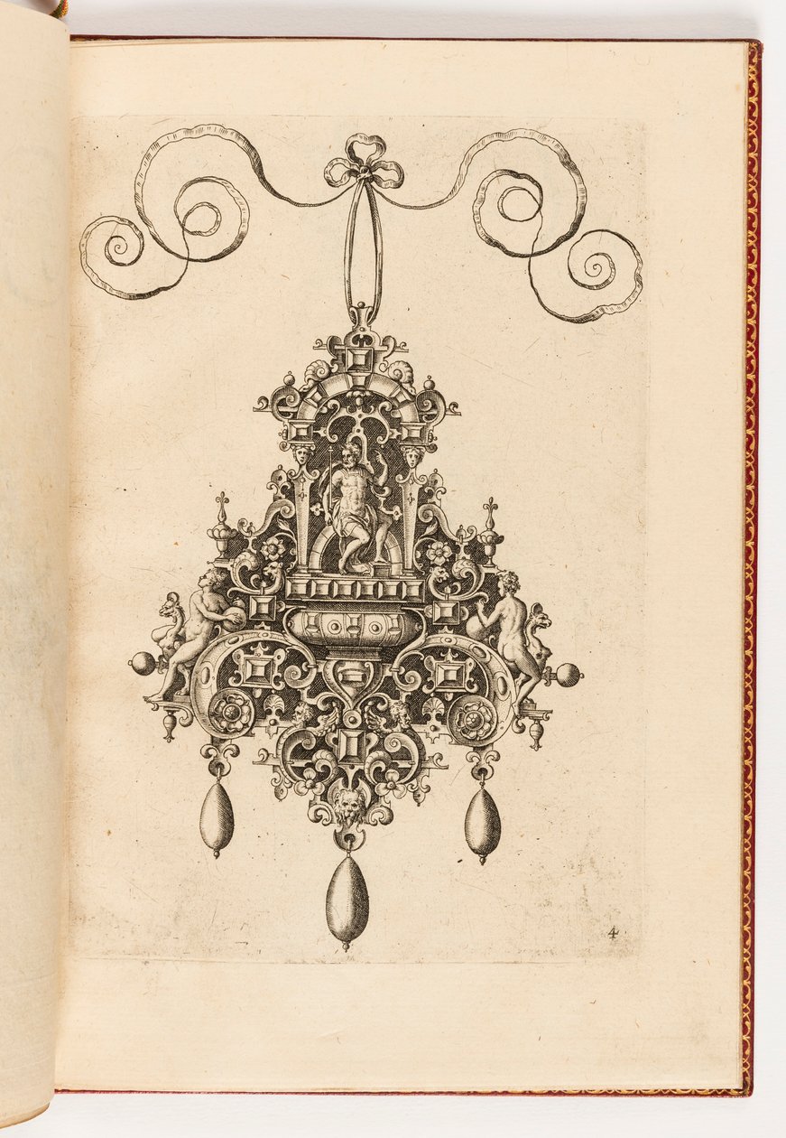 Plaat 4, uit Monilium Bullarum Inauriumque Artificiocissimae Icones, Ioannis Collaert Opus Postremum (Ontwerpen voor Kettingen, Hangers en Oorbellen van de Hoogste Vaardigheid, het Laatste Werk van Joannis Collaert) door Unbekannt