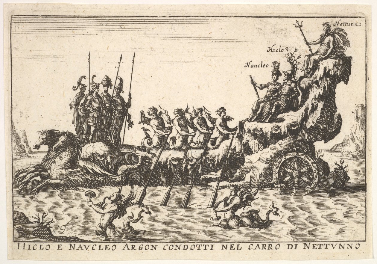 Plaat 9: Argonauten Hicleus en Naucleus geleid in de drijver van Neptunus door Unbekannt
