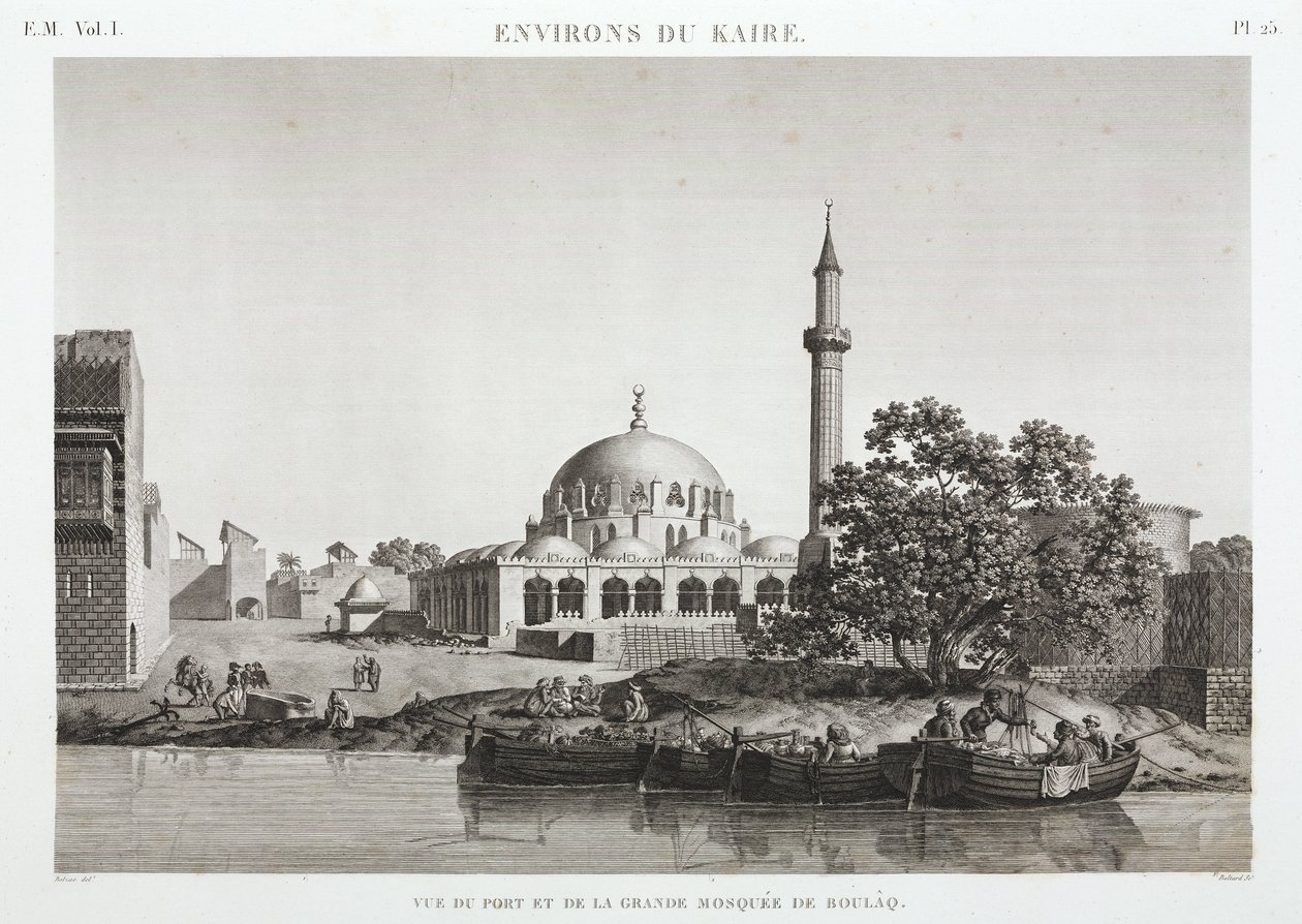 Haven en Grote Moskee van Boulaq, Caïro, Egypte, c.1798 door Unbekannt