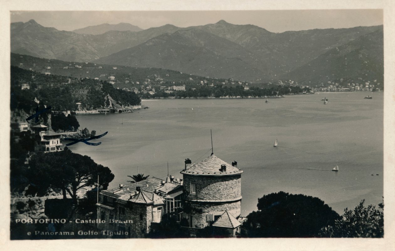 Portofino - Castello Braun en Panorama Golfo Tigulio, ca. 1900 door Unbekannt