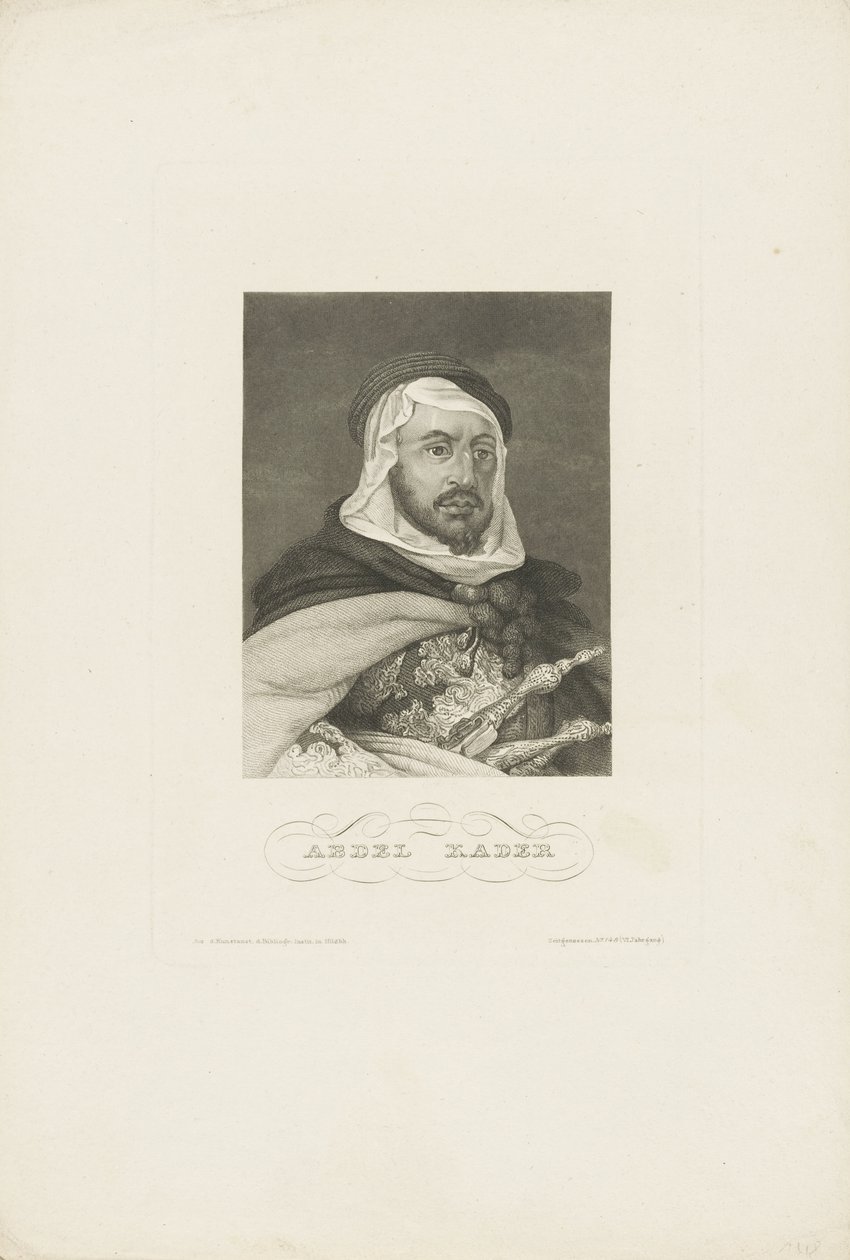 Portret van Abdelkader ibn Muhieddine, ca. 1860 door Unbekannt