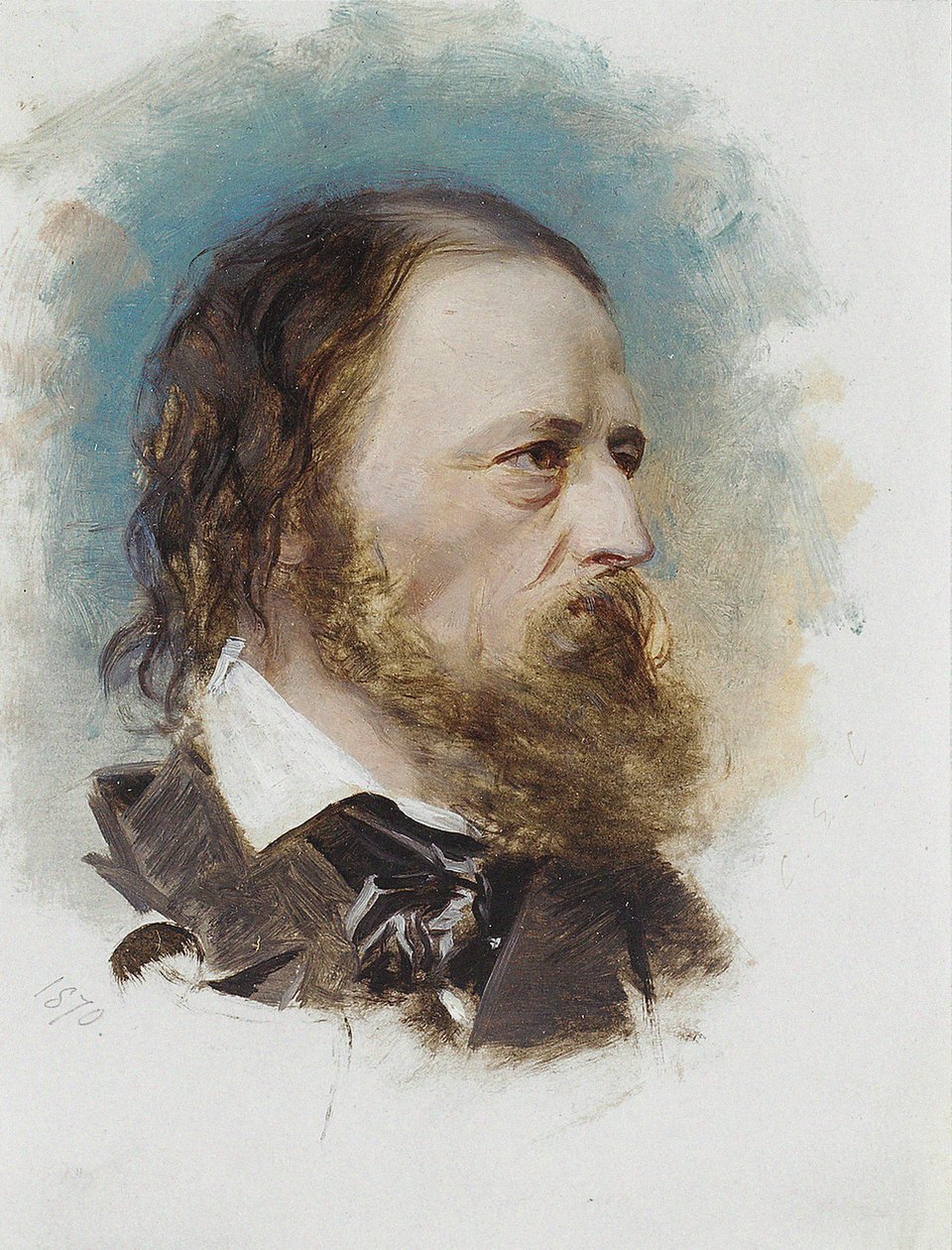 Portret van Alfred, Lord Tennyson 1809-1892 door Unbekannt