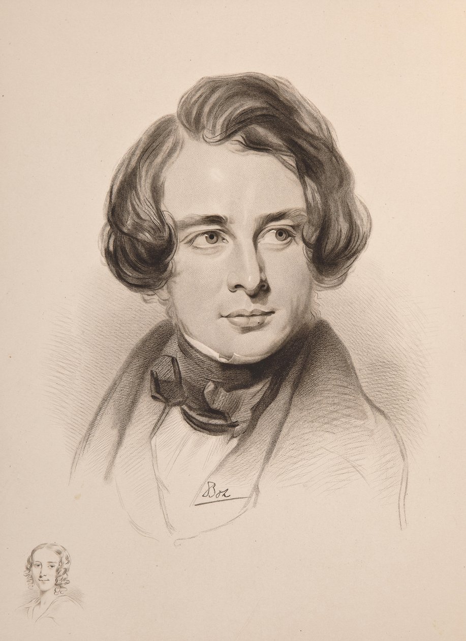 Portret van Charles Dickens. Schets van Dickens