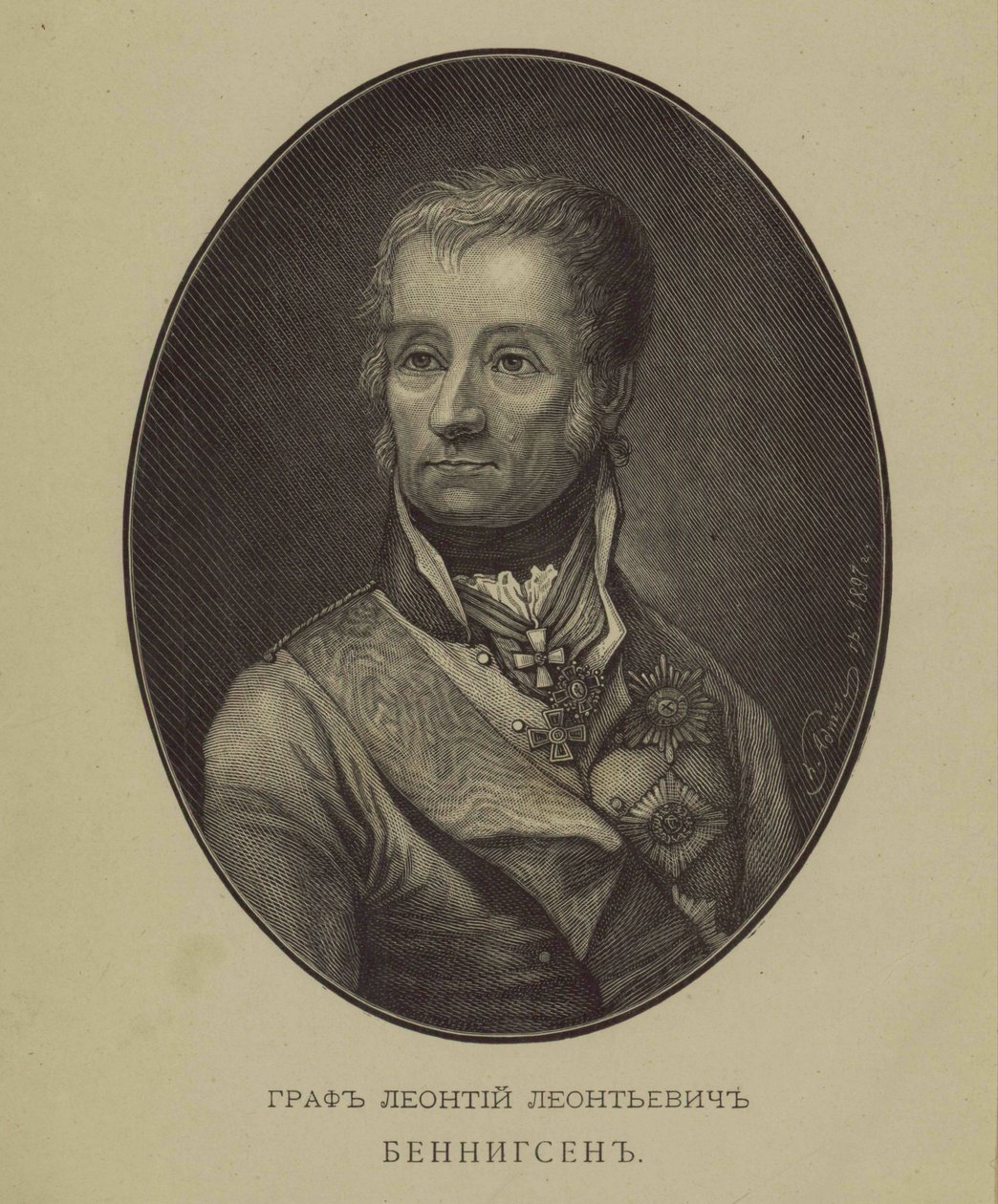 Portret van graaf Levin Leonty August Theophil von Bennigsen door Unbekannt