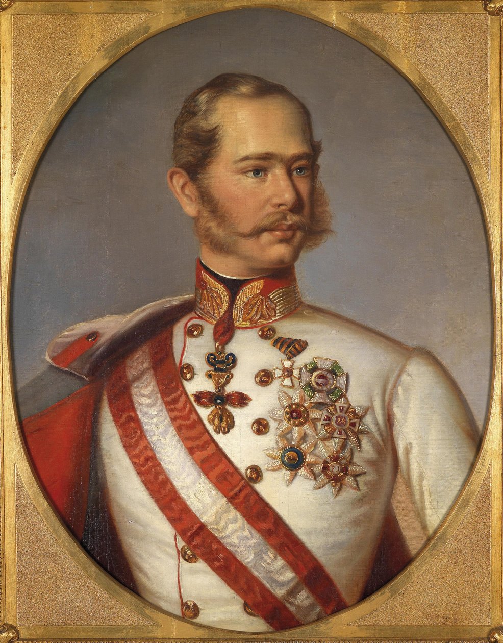 Portret van Franz Joseph I van Oostenrijk, ca. 1855 door Unbekannt