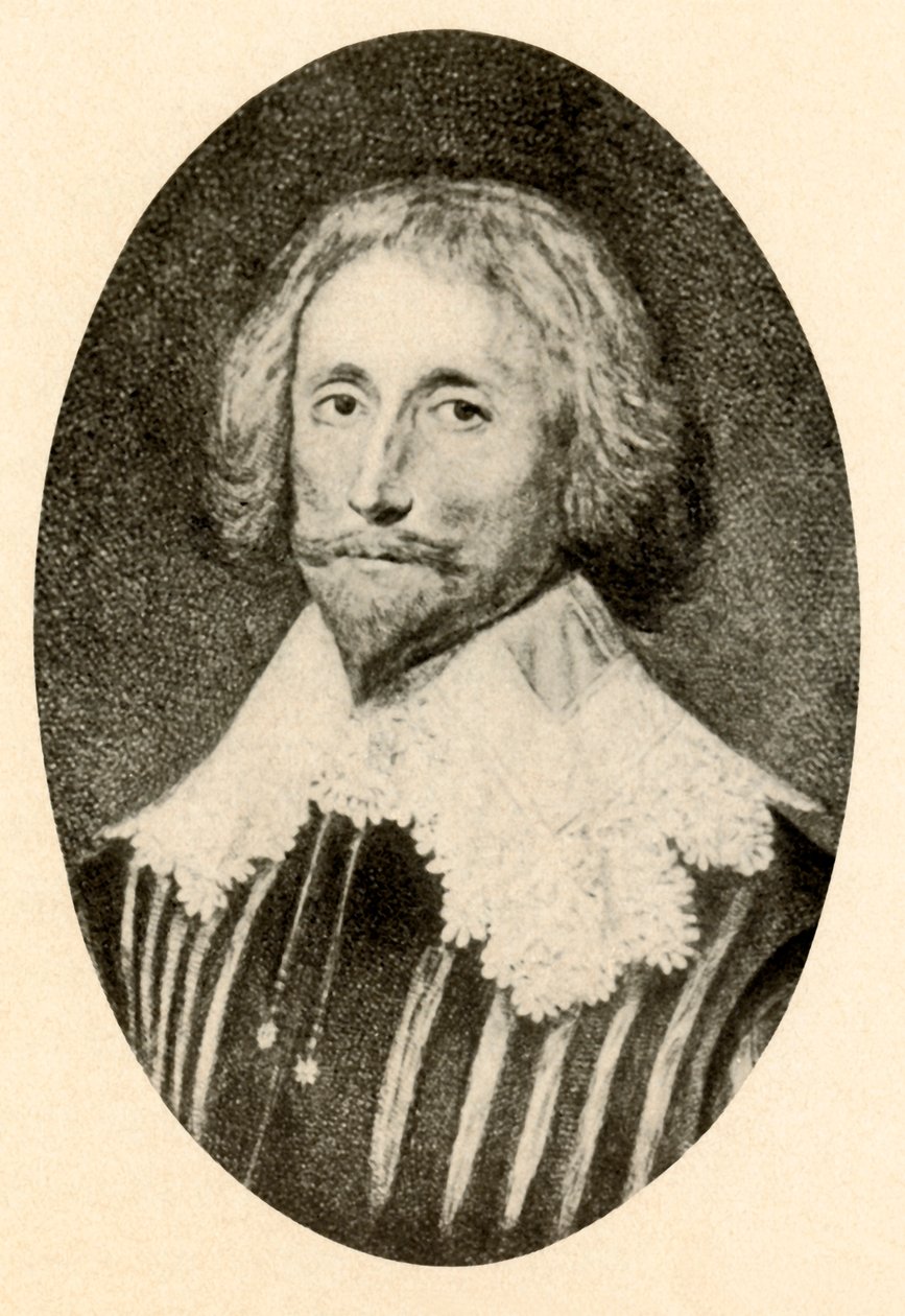 Portret van George Sandys, met gescheurde wambuis en Vandyke-kraag, ca. 1610-1630, 1937 door Unbekannt