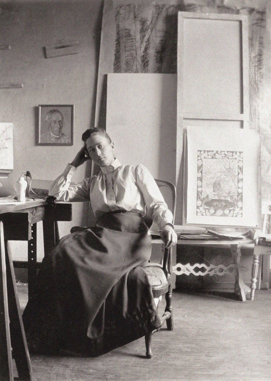 Portret van Hilma af Klingt 1862-1944, c. 1900 door Unbekannt