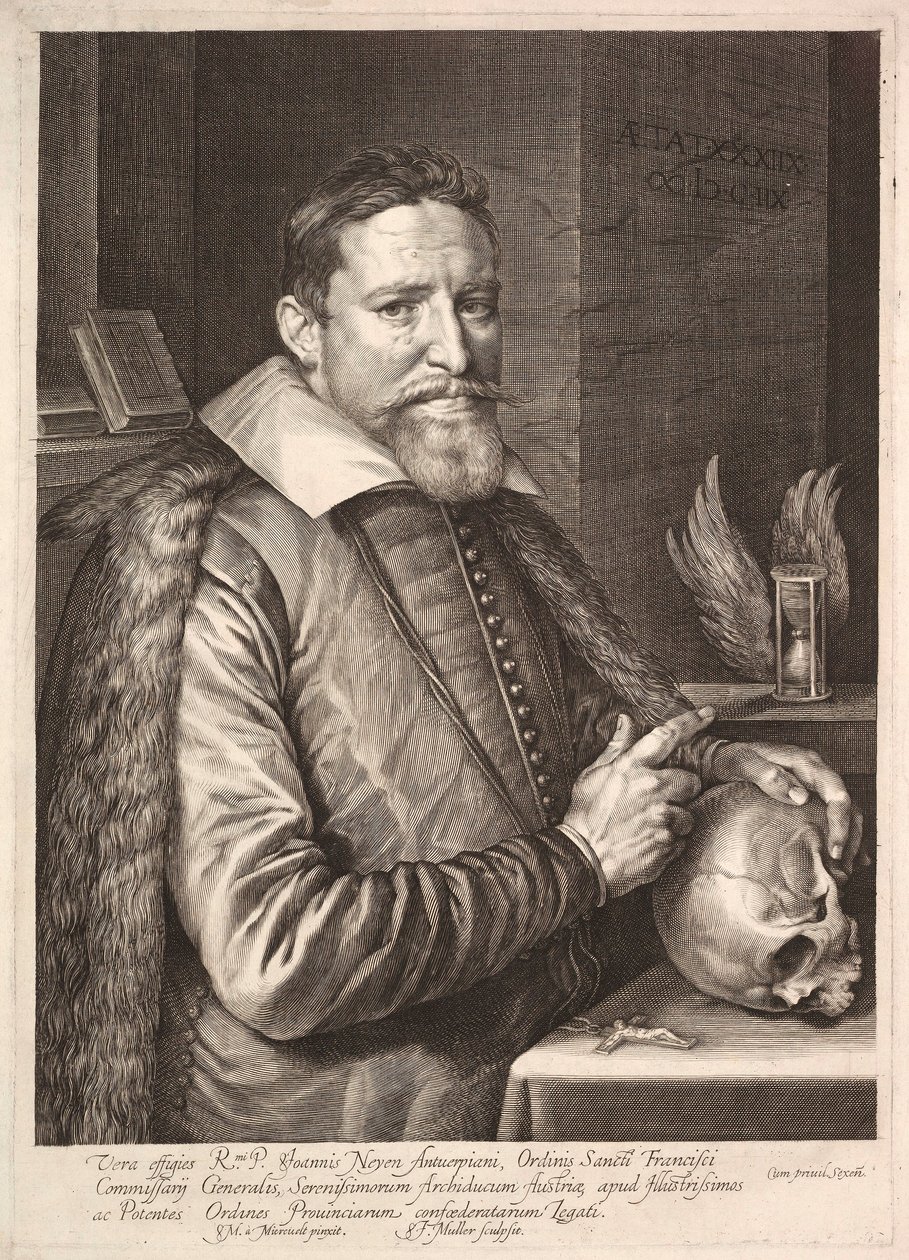 Portret van Johannes Neyen, generaal van de orde van franciscaanse broeders, ambassadeur in Trier, 1608 door Unbekannt