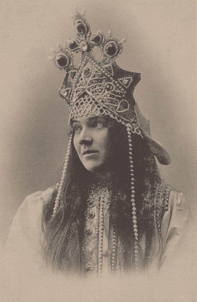 Portret van Nadezhda Ivanovna Zabela-Vrubel 1868-1913 als Marfa in de opera De bruid van de tsaar, 1899 door Unbekannt