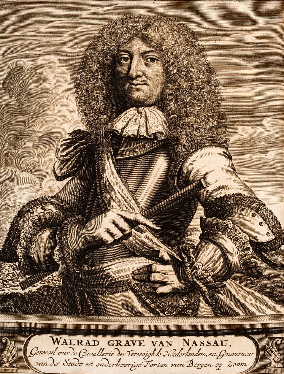 Portret van Prins Walrad van Nassau-Usingen 1635-1702 Uit: Schauplatz des Krieges, 1675 door Unbekannt