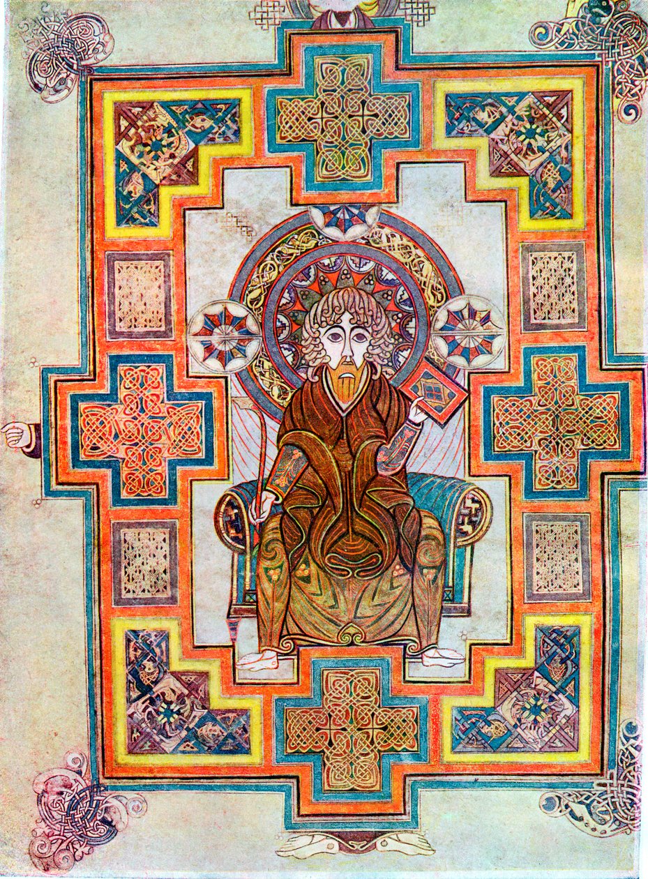 Portret van Sint Jan uit het Boek van Kells, ca. 800 door Unbekannt
