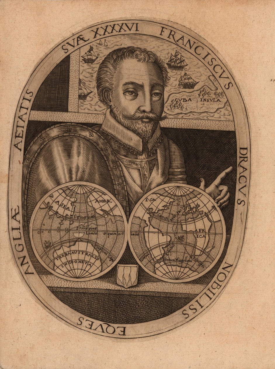 Portret van Sir Francis Drake, 1596 door Unbekannt