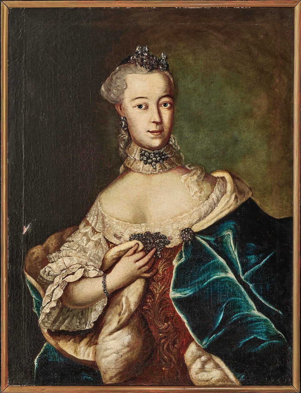 Portret van Friederike Caroline von Sachsen-Coburg-Saalfeld, Markgravin van..., 18e eeuw door Unbekannt