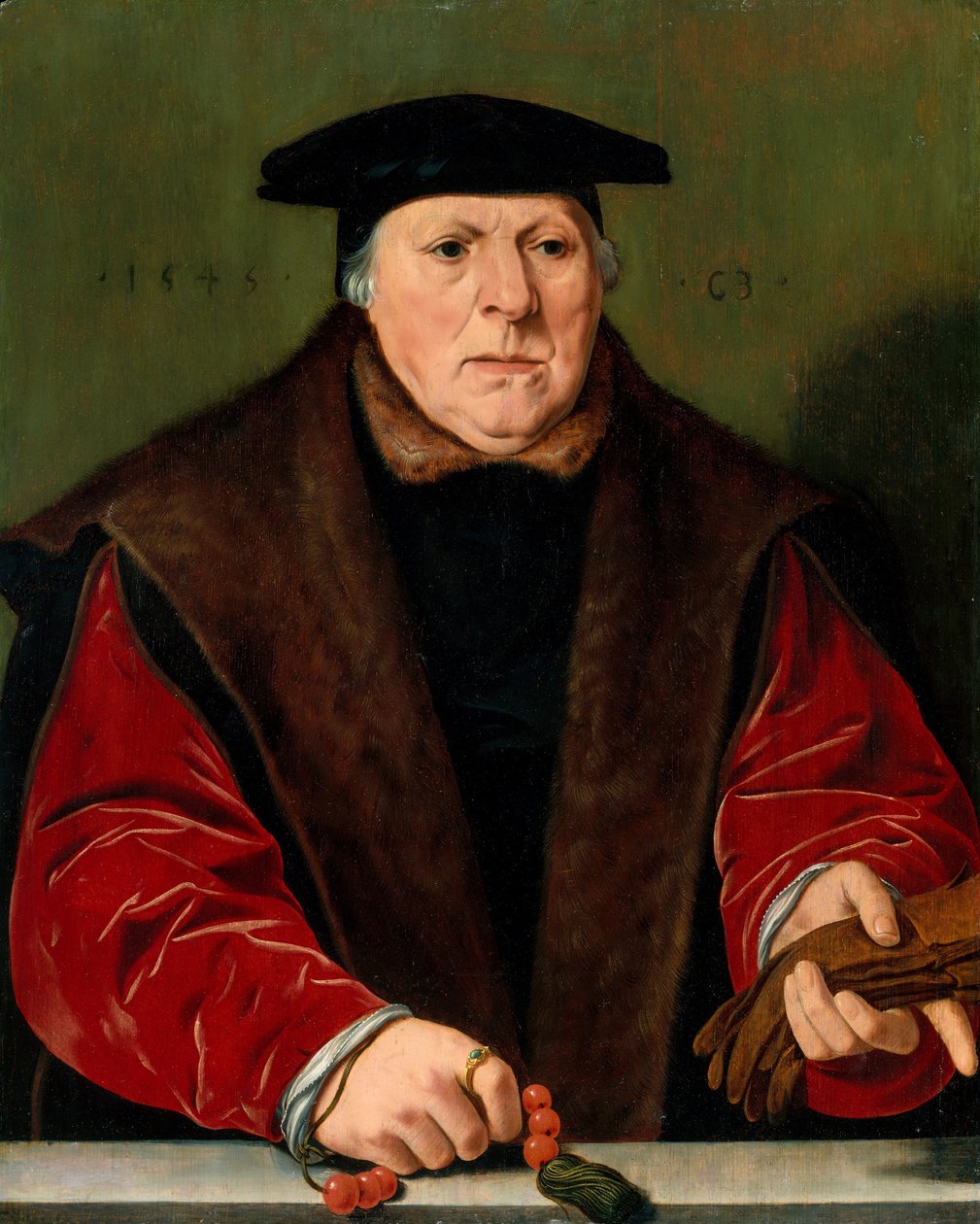 Portret van een man met een rozenkrans, 1545 door Unbekannt
