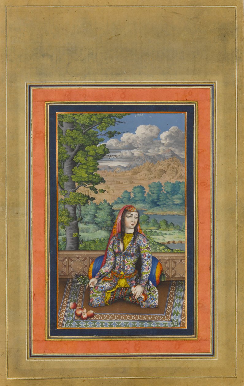 Portret van een Perzische Dame, Folio uit het Davis Album door Unbekannt