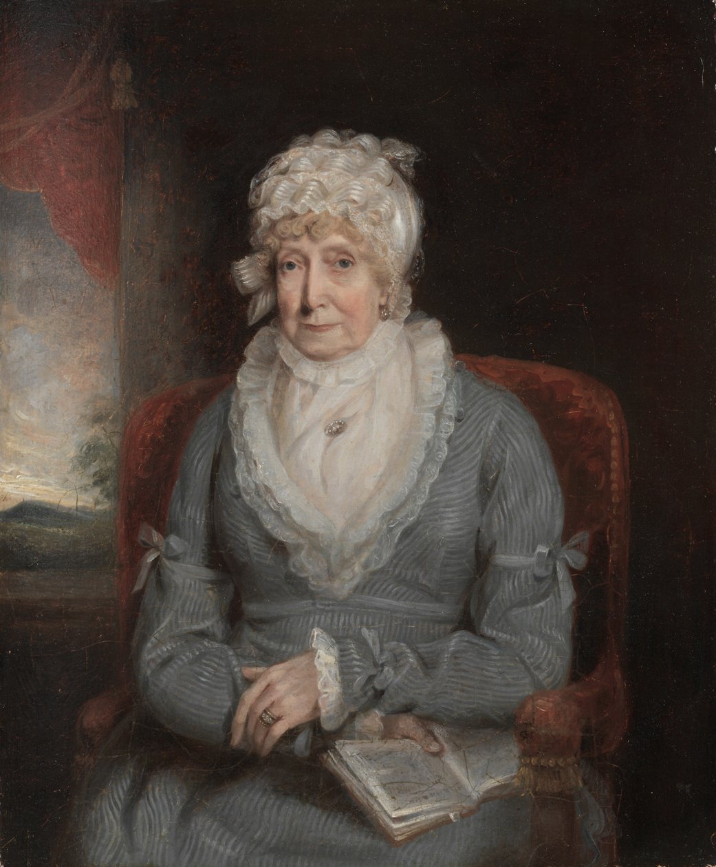 Portret van een vrouw, Mrs. Ann Hivlyn, begin 1800 door Unbekannt