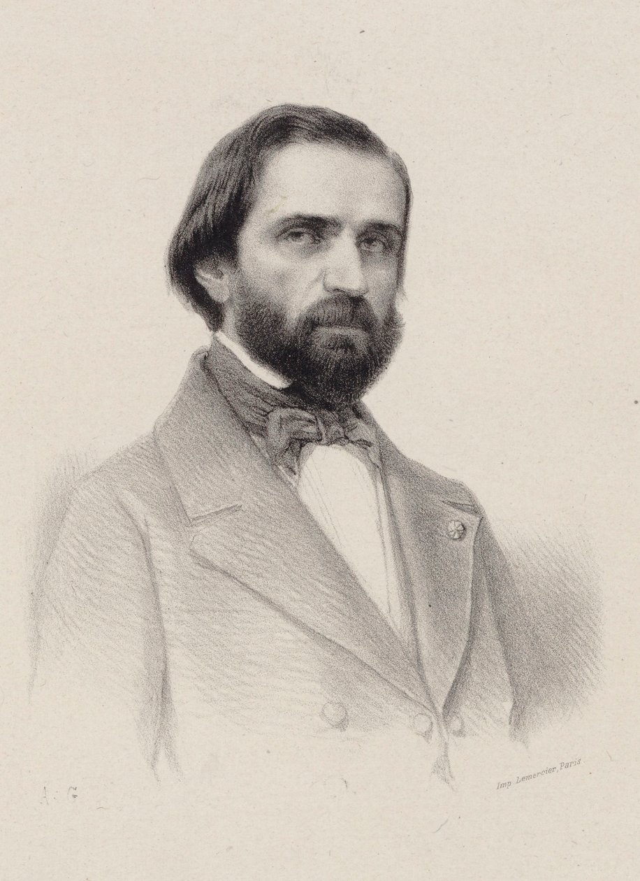 Portret van de Componist Giuseppe Verdi 1813-1901, ca. 1850 door Unbekannt