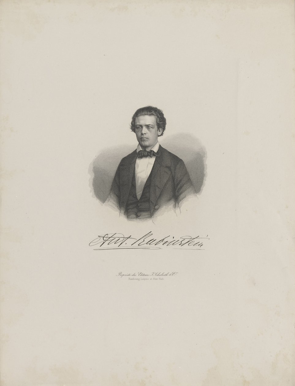Portret van de componist Anton Rubinstein 1829-1894, ca. 1850 door Unbekannt